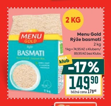 Menu Gold Rýže basmati 2 kg