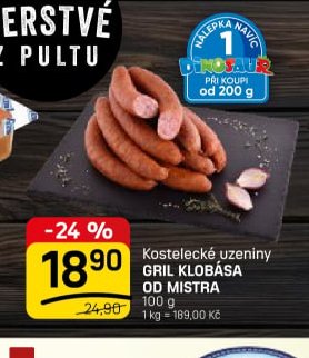 Kostelecké uzeniny Gril klobása od Mistra