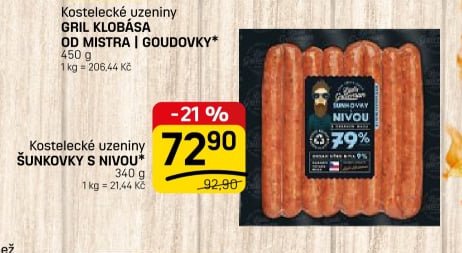 Kostelecké uzeniny ŠUNKOVKY S NIVOU