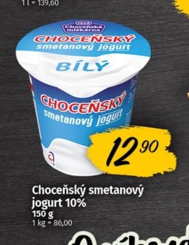 Choceňský smetanový jogurt 10%