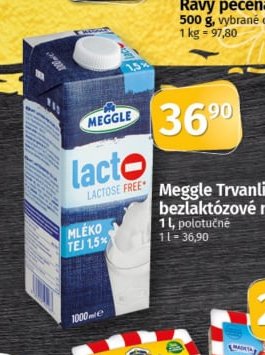 Meggle Trvanlivé bezlaktózové mléko 1,5%