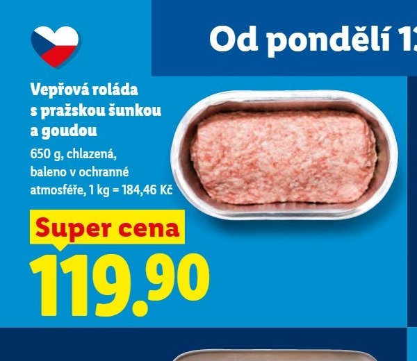Vepřová roláda s pražskou šunkou a goudou