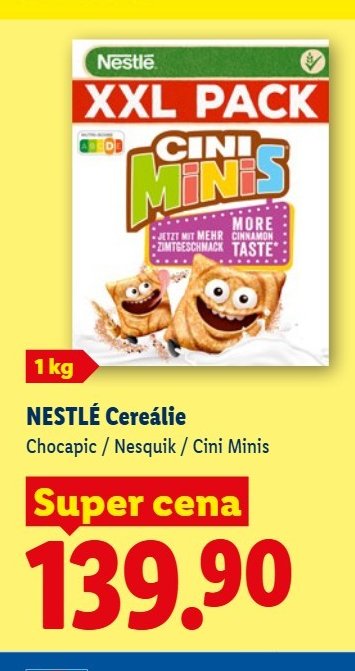 NESTLÉ Cereálie Chocapic / Nesquik / Cini Minis