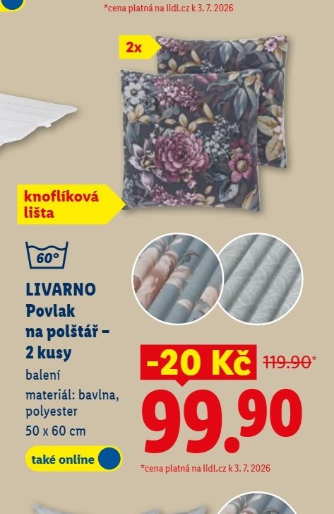 LIVARNO Povlak na polštář – 2 kusy