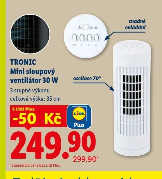 TRONIC Mini sloupový ventilátor 30 W