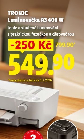 TRONIC Laminovačka A3 400 W
