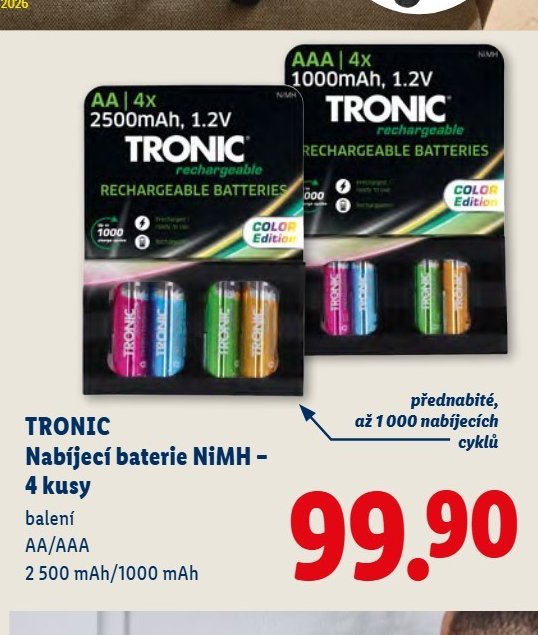TRONIC Nabíjecí baterie NiMH – 4 kusy