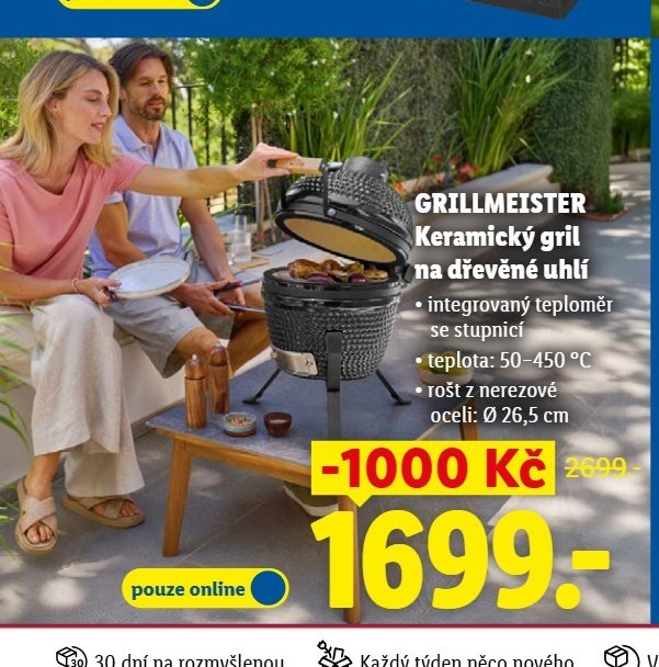 GRILLMEISTER Keramický gril na dřevěné uhlí