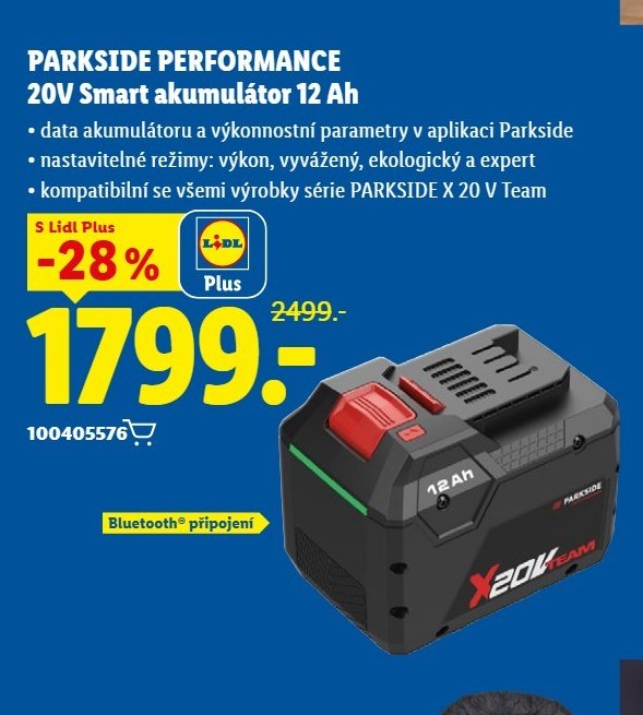 PARKSIDE PERFORMANCE 20V Smart akumulátor 12 Ah