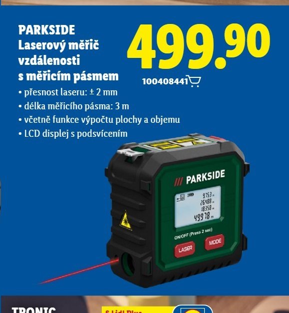 PARKSIDE Laserový měřič vzdálenosti s měřícím pásmem