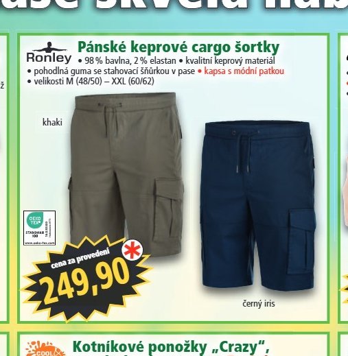Pánské keprové cargo šortky