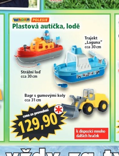 Plastová autíčka, lodě