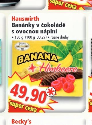 Hauswirth Banánky v čokoládě s ovocnou náplní