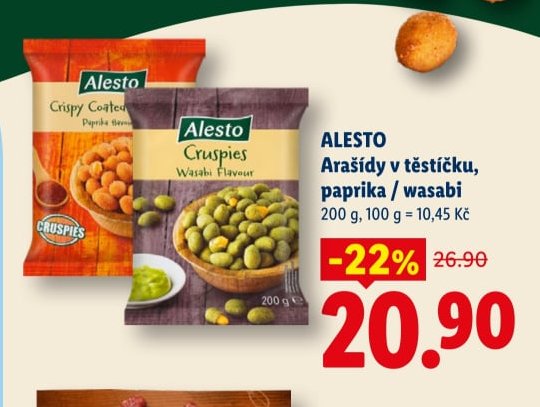 ALESTO Arašídy v těstíčku, paprika / wasabi