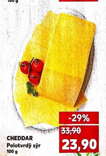 CHEDDAR Polotvrdý sýr 100 g
