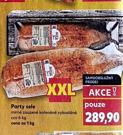 Party sele mírně zauzené kořeněné vykostěné cca 6 kg