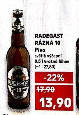 Radegast Rázná 10 Pivo