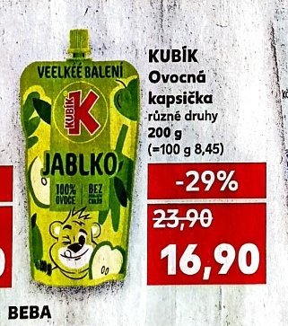 KUBÍK Ovocná kapsička různé druhy 200 g
