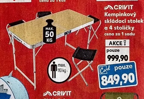 Crivit Kempinkový skládací stolek a 4 stoličky