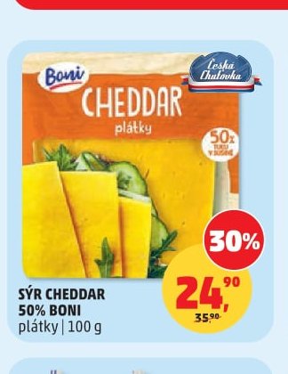 SÝR CHEDDAR 50% BONI plátky | 100 g