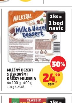 Mléčný dezert s lískovými oříšky Milkeria