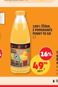 100% ŠŤÁVA Z POMERANČE PENNY TO GO 1 l