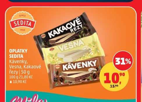 Oplatky Sedita Kávenky, Vesna, Kakaové řezy