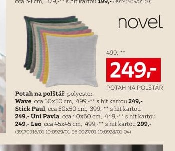 Potah na polštář, polyester, Wave, Stick Paul, Uni Pavla, Leo