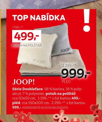 JOOP! Série Doubleface, potah na polštář, pléd
