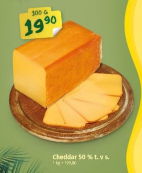 Cheddar 50 % t. v s.