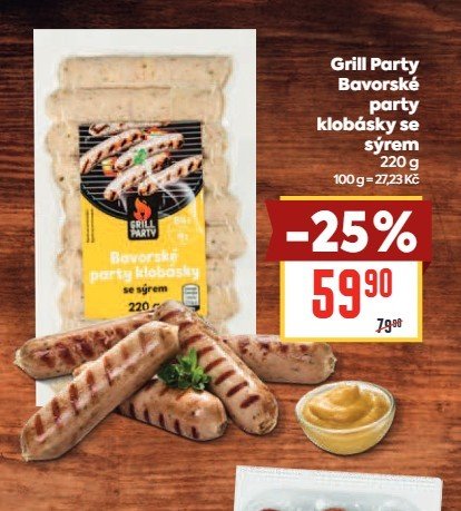Grill Party Bavorské party klobásky se sýrem 220 g
