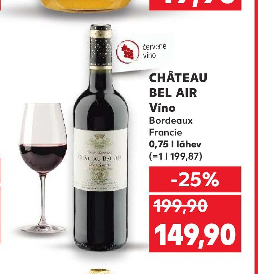CHÂTEAU BEL AIR Víno Bordeaux Francie 0,75 l