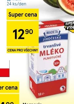 Madeta Jihočeské mléko plnotučné trvanlivé
