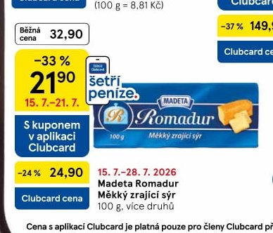 Madeta Romadur Měkký zrající sýr