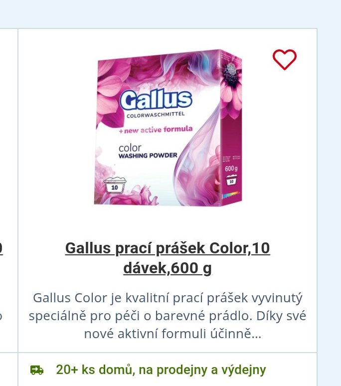 Gallus prací prášek Color, 10 dávek, 600 g
