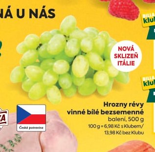 Hrozny révy vinné bílé bezsemenné