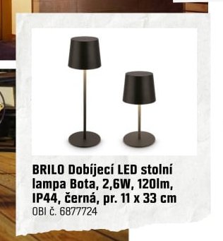 BRILO Dobíjecí LED stolní lampa Bota - OBI aktualniletaky.eu