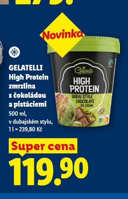 GELATELLI High Protein zmrzlina s čokoládou a pistáciemi