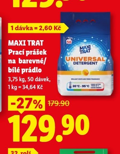 MAXI TRAT Prací prášek na barevné/bílé prádlo