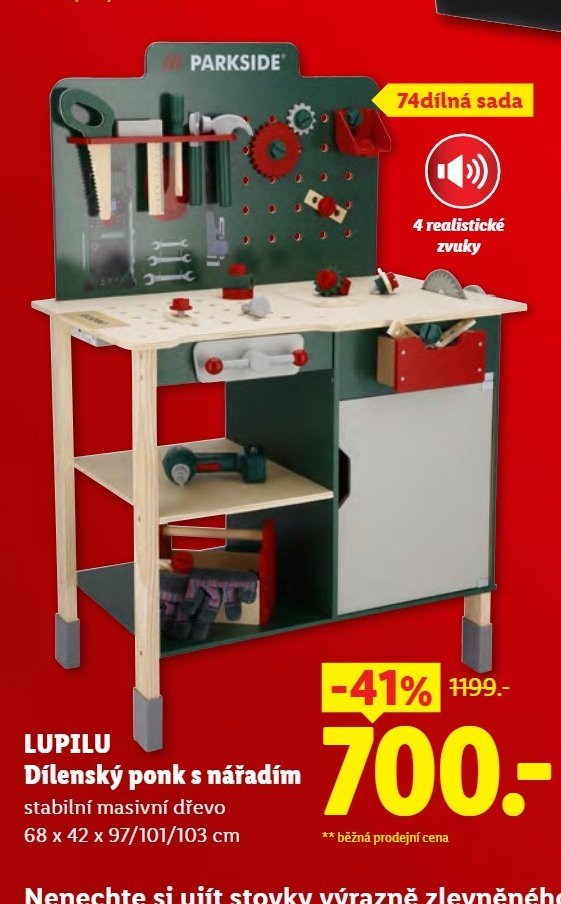 LUPILU Dílenský ponk s nářadím