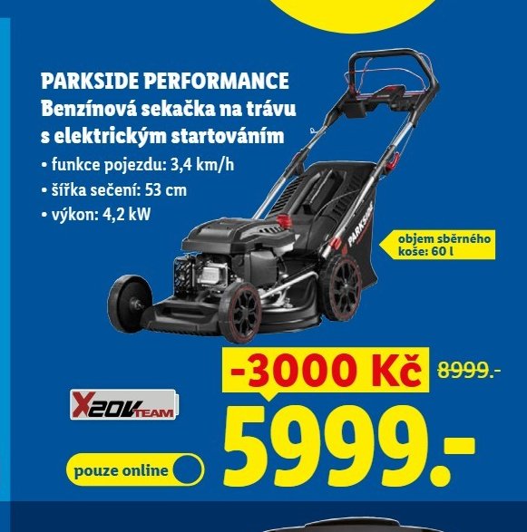 PARKSIDE PERFORMANCE Benzínová sekačka na trávu s elektrickým startováním