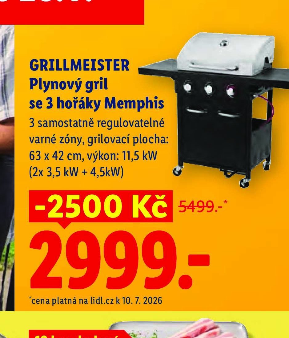 GRILLMEISTER Plynový gril se 3 hořáky Memphis