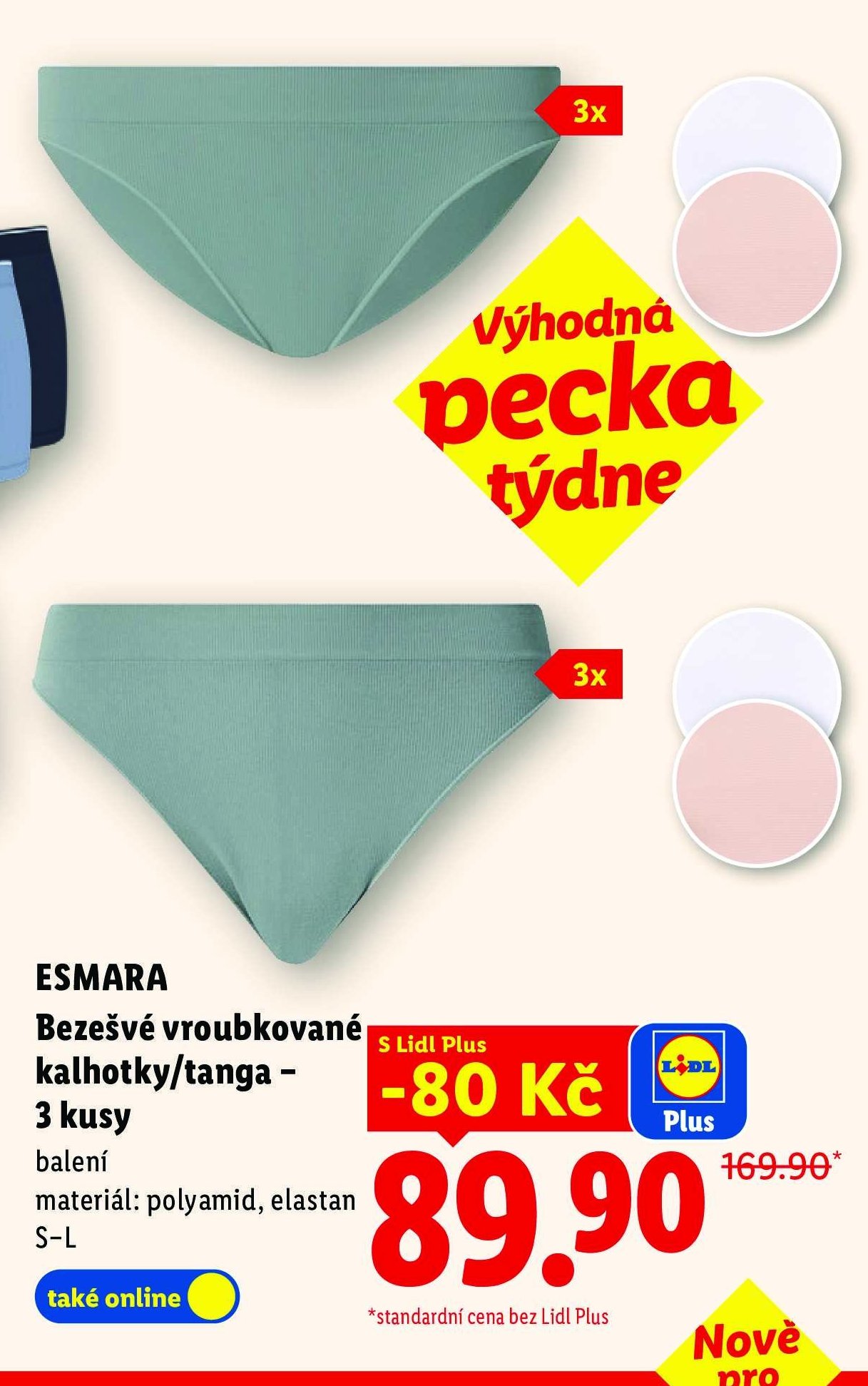 ESMARA Bezešvé vroubkované kalhotky/tanga - 3 kusy