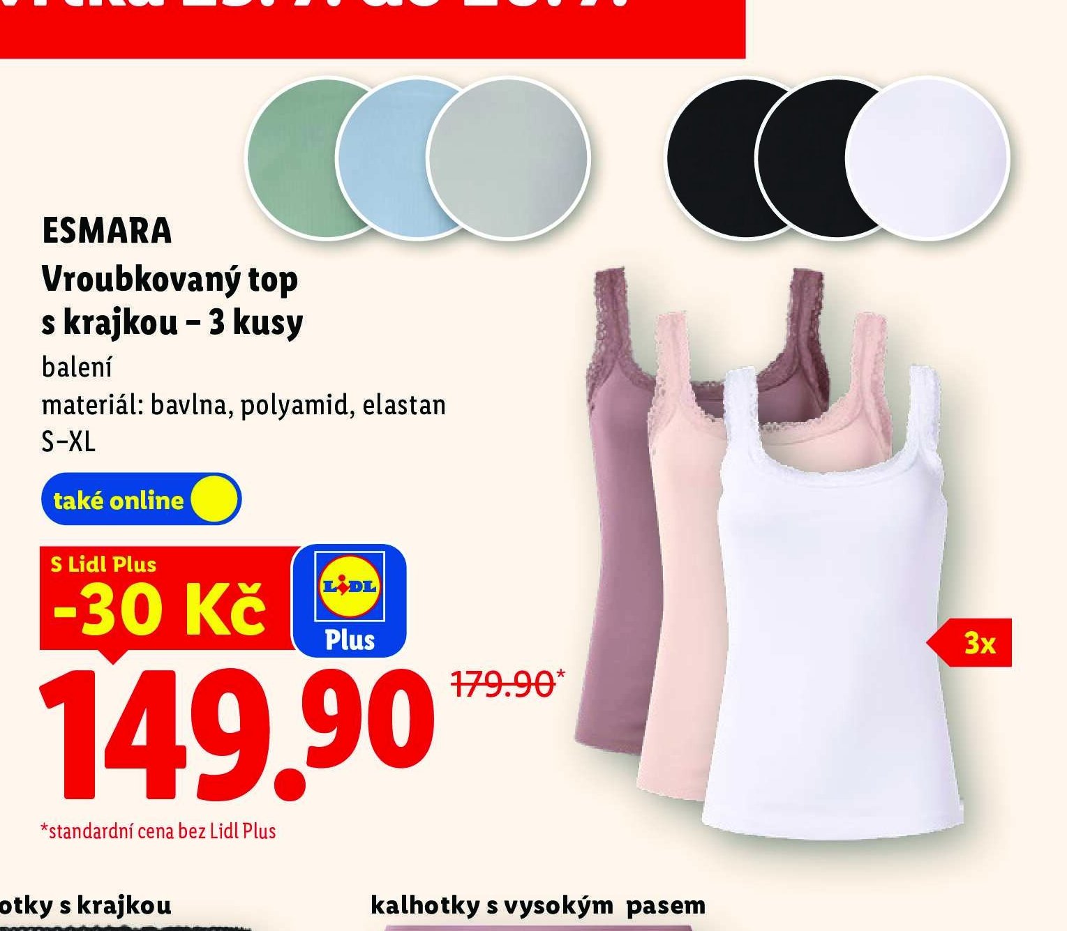 Esmara Vroubkovaný top s krajkou – 3 kusy
