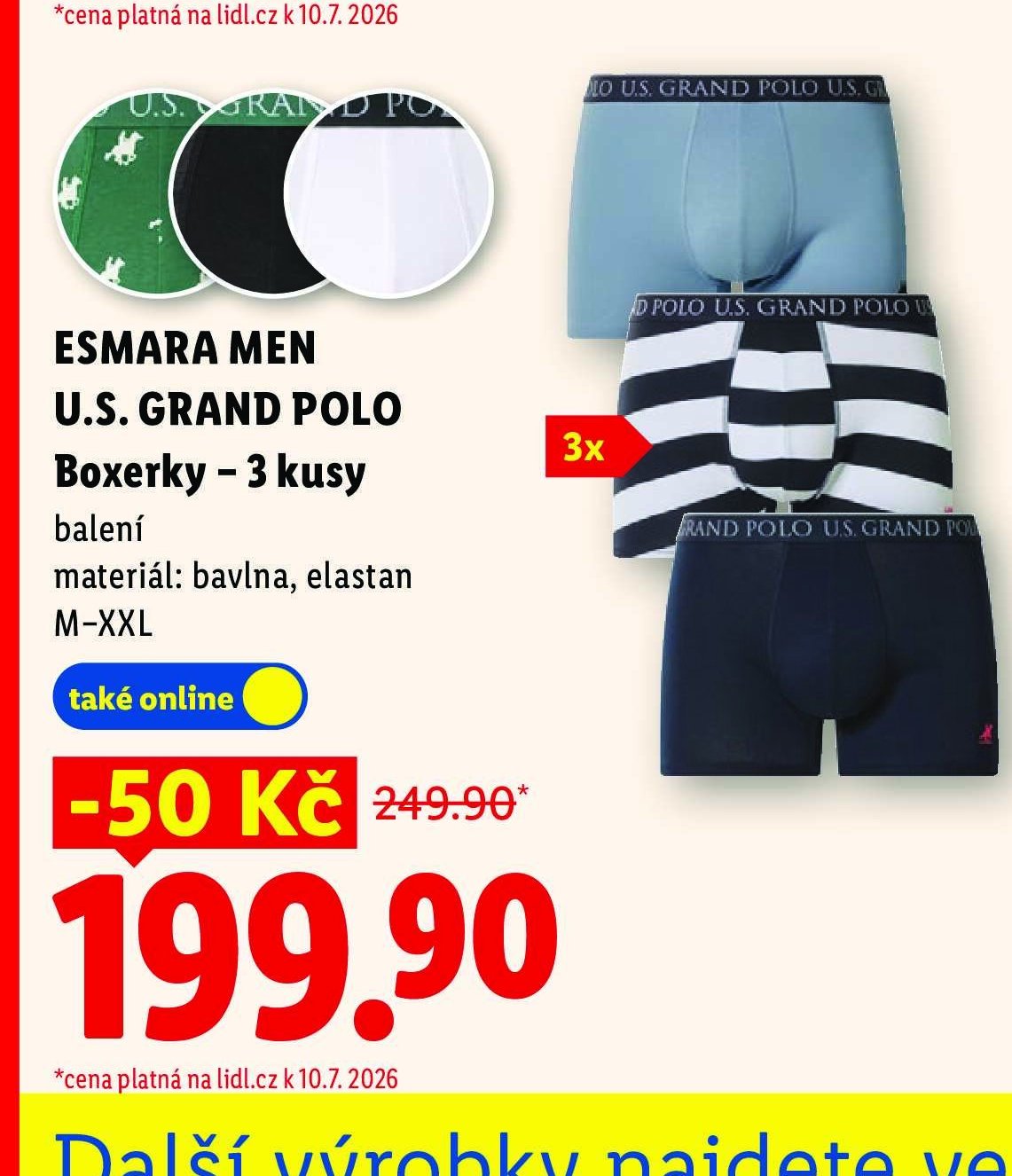 Esmara Men U.S. Grand Polo Boxerky – 3 kusy