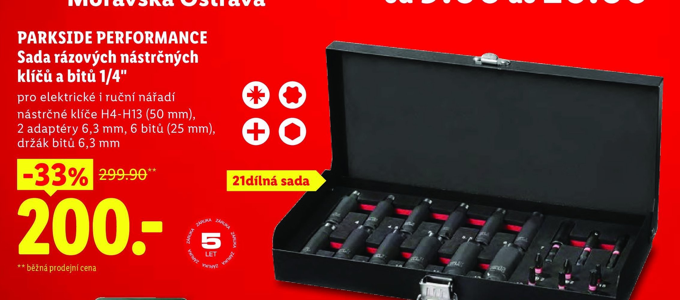 PARKSIDE PERFORMANCE Sada rázových nástrčných klíčů a bitů 1/4