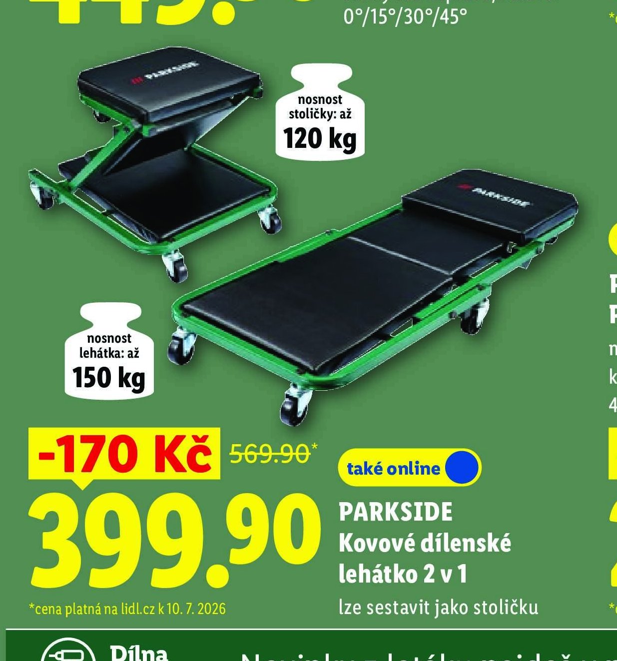 PARKSIDE Kovové dílenské lehátko 2 v 1