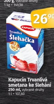 Kapucín Trvanlivá smetana ke šlehání