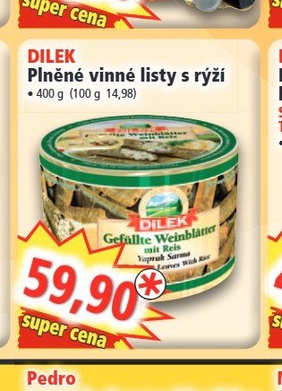 DILEK Plněné vinné listy s rýží