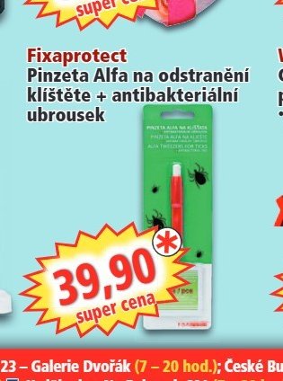 Fixaprotect Pinzeta Alfa na odstranění klíštěte + antibakteriální ubrousek
